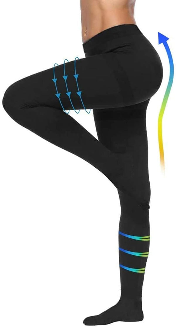 XUANSHOW 20-30mmHg Compression Pantyhose for Women, Medical Compression Stockings, High Waist Opaque Compression