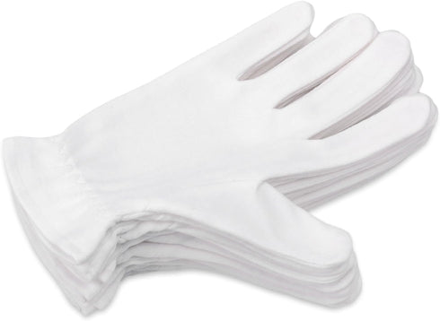 Selizo 6 Pairs 100% White Cotton Gloves for Eczema, Moisturizing Overnight Spa Lotion Gloves