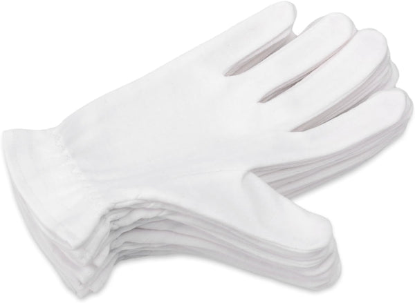 Selizo 6 Pairs 100% White Cotton Gloves for Eczema, Moisturizing Overnight Spa Lotion Gloves