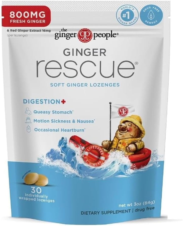 The Ginger People Ginger Rescue Digestive Wellness Lozenges (Soft) | Extra Strength