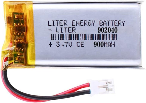 3.7V 902040 900mAh Lithium Polymer Ion Battery Pack with JST 2.0mm Connector