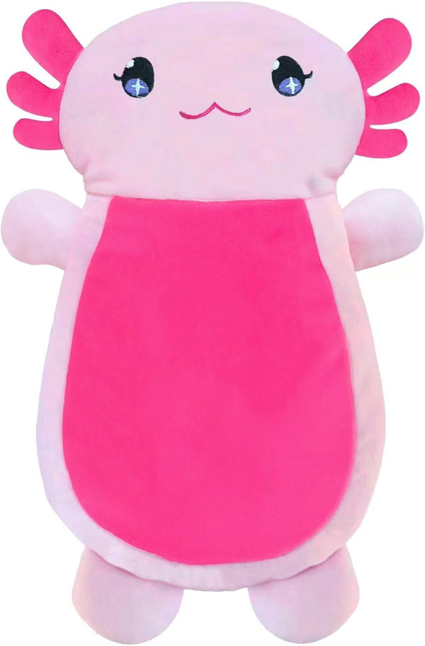 Microwave Heating Pads for Cramps & Pain Relief, 13" x 10" Cute Axolotl Microwavable Pad, Pink