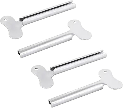 WLngtv 4Pcs Silvery Metal Tube Squeezer Keys, Tube Toothpaste Squeezer Keys Metal Hair