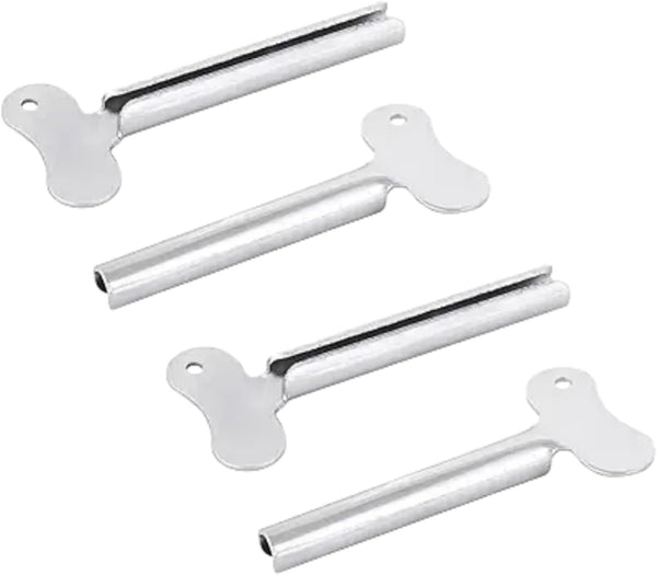 WLngtv 4Pcs Silvery Metal Tube Squeezer Keys, Tube Toothpaste Squeezer Keys Metal Hair