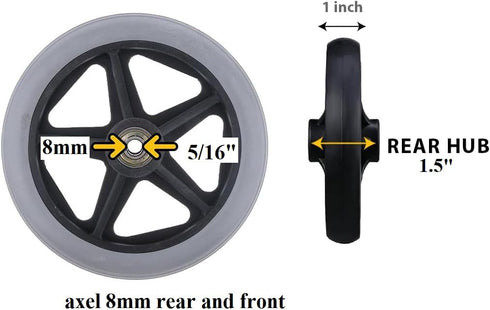 Walker Rollator Replacement Wheel (1) Grey Tire for HL450W (Rear)