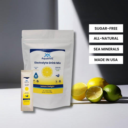 Packets (30) Sugar Free Electrolytes Powder - Lemon Delight, Stevia Sweetened, Powered by Sea Minerals, Real Lemon