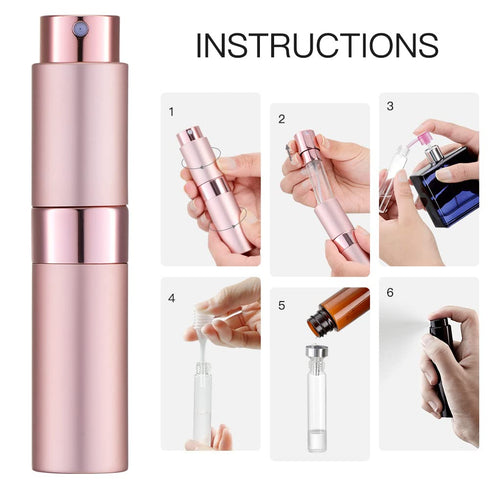 LISAPACK 8ML Atomizer Perfume Spray Bottle for Travel, Refillable Cologne Dispenser (Pink)