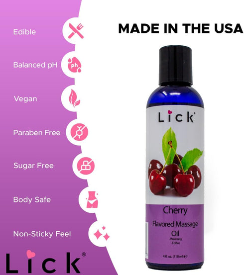 Cherry Flavored Massage Oil for Therapy, Relaxing Muscle Massage with Natural Vitamin E Oil, 4 oz