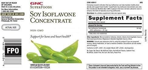 GNC SuperFoods Soy Isoflavone Concentrate, 90 Capsules, Supports Bone and Heart Health
