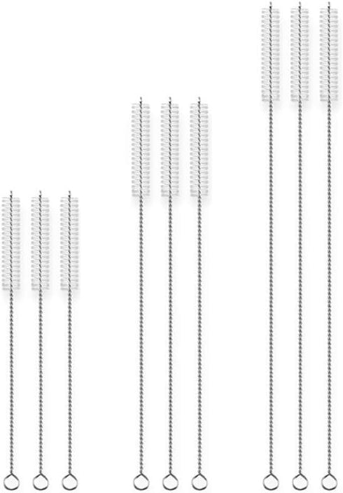 9 Pcs Drinking Straw Cleaner Brush Kit ¦ Reusable Extra Long Pipe Cleaners for Tumbler, Sippy Cup, Bottle, Tube, Teapot