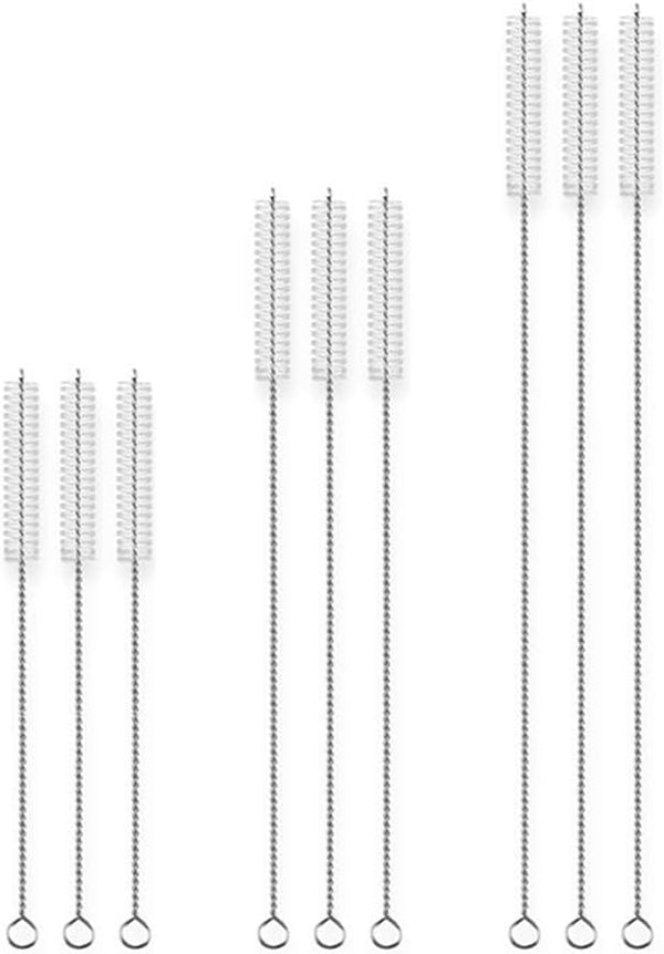 9 Pcs Drinking Straw Cleaner Brush Kit ¦ Reusable Extra Long Pipe Cleaners for Tumbler, Sippy Cup, Bottle, Tube, Teapot