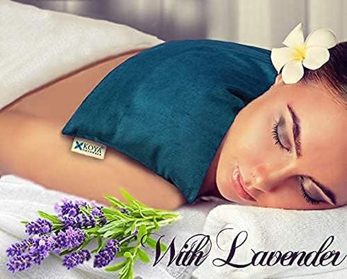 KOYA Naturals Soft Velvet Flax Seed Pillow - Microwavable Heating Pad for Neck, Muscle, Joint Pain Relief (Turquoise)