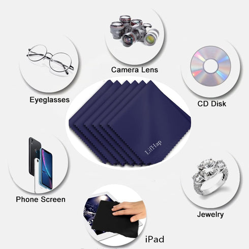 Extra Large Microfiber Cleaning Cloths (12"x 12") for Glasses, Phone, Computer Screen, 6 Pcs Eyeglass Cleaner Wipes