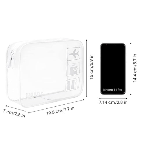 TSA Approved Clear Travel Toiletry Bag with Zippers, Quart Size Cosmetic Pouch for Men and Women (2pcs White)