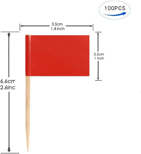 JAVD CYPS 100 Pcs Color Toothpick Flag (Red) - Blank Toothpick Flags for Fruit Cheese Markers