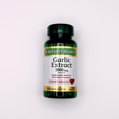 Nature's Bounty Garlic Extract 1000 mg, Promotes Heart Health and Cholesterol Support, 100 Rapid Release Softgels