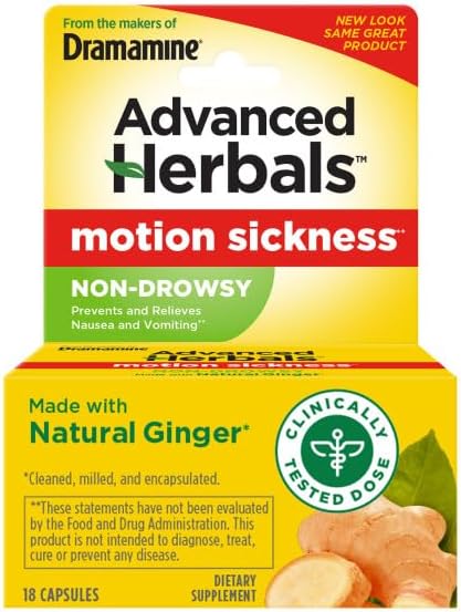 Dramamine Non-Drowsy Naturals Motion Sickness Relief, 18 Count, 4 Pack