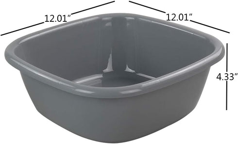Idomy 4-Pack 8 Idotry Baby Small Wash Basin, Gray Plastic Square Dish Pan, Quart