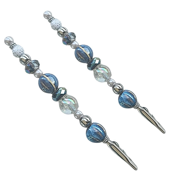 Set LUX Clips (Winter Blue) & Keychain Metal Wire Joint Clamp with Pen Clip Extendable for Mechanics Home Automobile