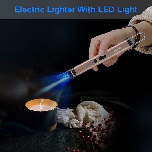 SUPRUS Candle Electric Arc Lighter, Windproof Flameless USB Rechargeable Lighter with LED Light for Camping BBQ Cooking