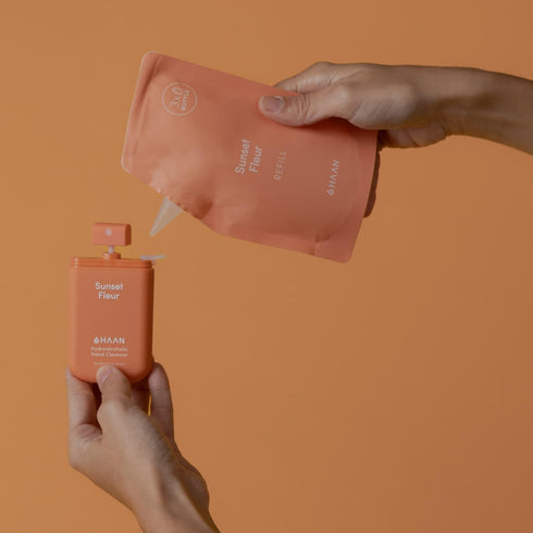 Sunset 3 HAAN Hydrating Hand Cleansing Spray - Hydrating Cleansers for Fresh Hands- Moisturizes and Refreshes - Travel