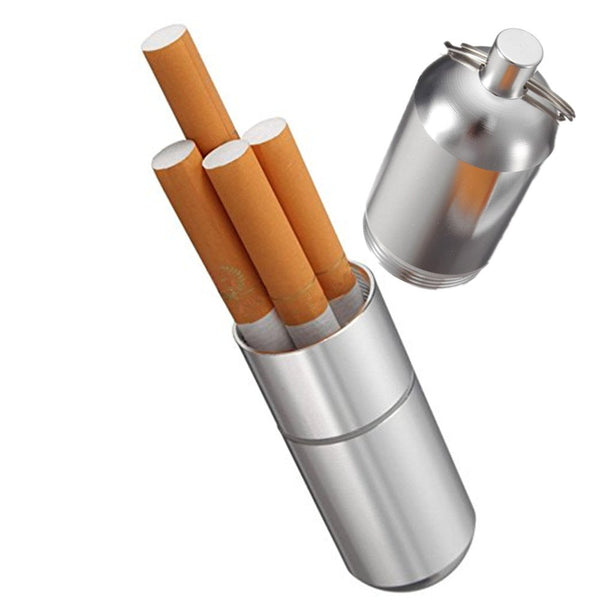 Joint Mini Aluminum Cigarette Case Holder with Key Ring, Waterproof Round Pocket Box for Cigarettes