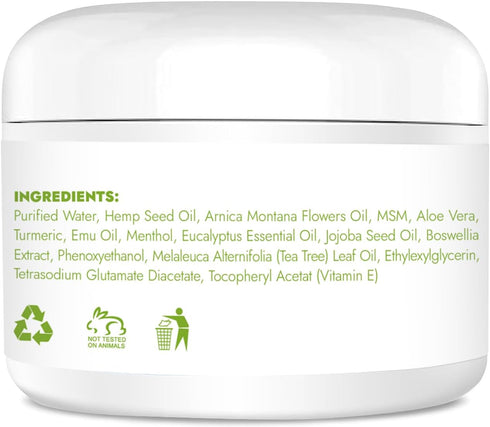 Maximum Strength Pain Relief Cream 8.5 oz - Arnica, MSM, Turmeric, Emu Oil, Menthol, Aloe for Muscle & Joint Discomfort