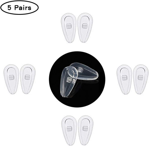 Soft Silicone Air Chamber Eyeglass Nose Pads, 14mm, 5 Pairs Screw-in Replacement Nosepads for Eyewear