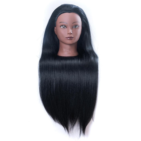 Mannequin Head with Hair - 26" Hair Styling Doll Head with Table Clamp Stand Included (Black YK)