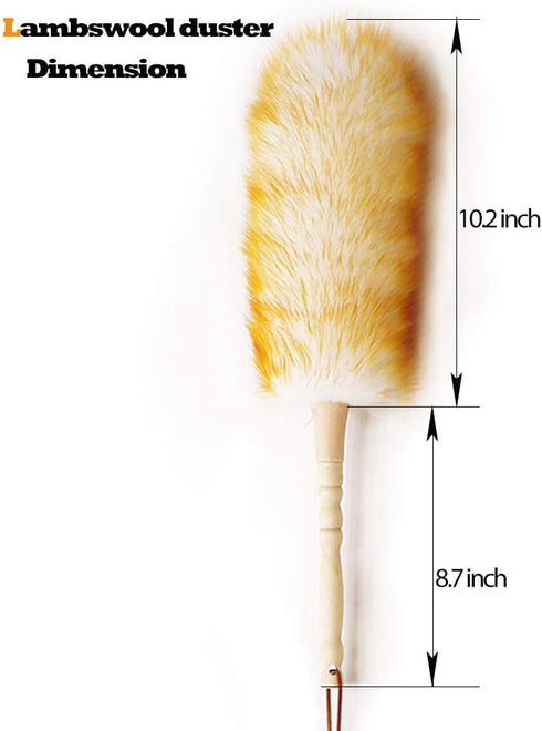J&A Lambswool Dusters, 18.9 inch Solid Wooden Handle, Flexible Head for Home, Office, Car