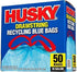 Poly-America HK30DS050BU 30-Gallon 50 Count Husky Drawstring Recycling Blue Bags