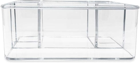Isaac Jacobs 5-Compartment Clear Acrylic Organizer (10” L x 7” W x 4” H) - Multi-Sectional Makeup Brush Holder &