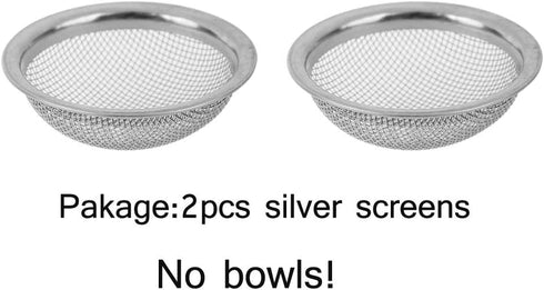 Stainless Steel Hookah Bowl Screen, Metal Heat Management System, 2pcs Silver Screen (No Bowls Included)