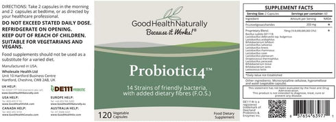 Probiotics 14 - Digestive Supplement, Gut Cleanse | 120 Capsules - Good Health Naturally