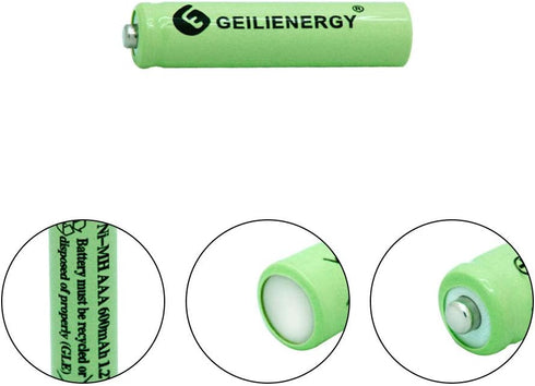 GEILIENERGY Solar Light Batteries AAA NIMH 600mAh 1.2V Rechargeable for Garden Lights, Remotes, Mice (Pack of 8)