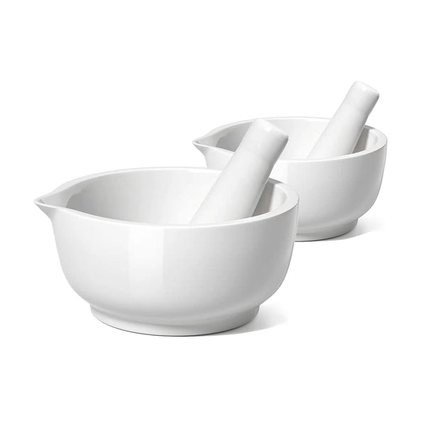 Mini Pill Crusher Porcelain - Set of 2 Ceramic Mortar & Pestle Pill Grinder