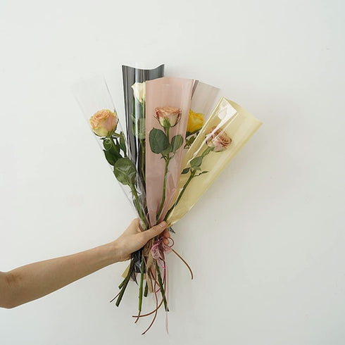 Packaging 100 Counts BBJ WRAPS Single Rose Bags Flower Bouquet Bag, (White)