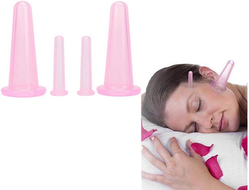Natural Silicone Massage Cup, Anti Cellulite Facial Cupping Therapy for Face, Neck, Body, Anti-Aging Beauty Tool (Pink)