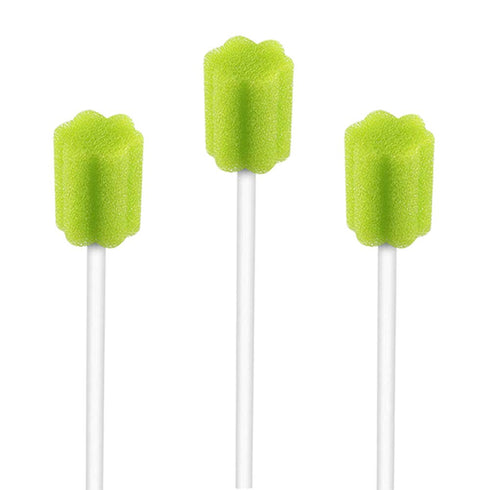 Wellgler's Disposable Care Oral Swabs, Sterile Sponge Mouth Swabs (100pcs, Green)