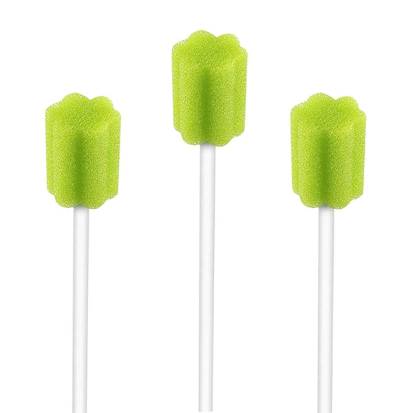 Wellgler's Disposable Care Oral Swabs, Sterile Sponge Mouth Swabs (100pcs, Green)