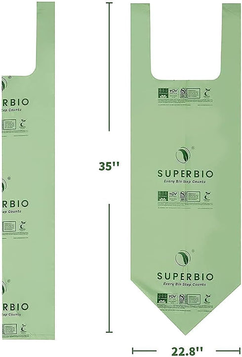 SUPERBIO 30 Count 13 Gallon Compostable Kitchen Waste Bags, Heavy Duty Food Scrap Bags Certified by BPI