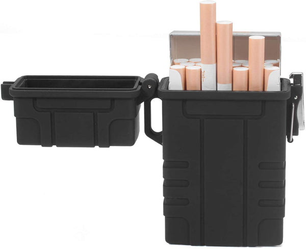 Skywin Waterproof Cigarette Case with Lighter, Airtight Dry Box with Rechargeable Lighter, Black