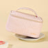 Makeup Bag, Travel Cosmetic Case with Brush Organizer, Double-way Zipper Beauty Bag for Skincare Products (Pink)