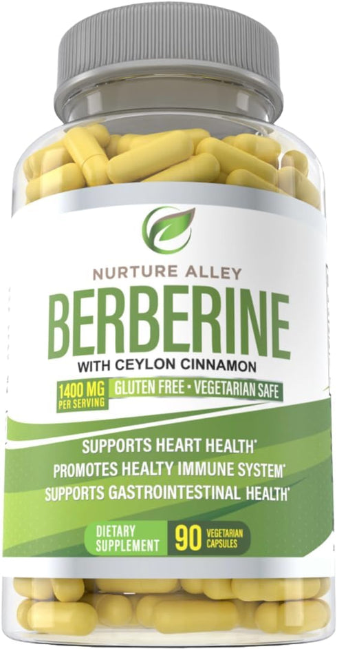 Berberine Complex, 1200mg Berberine HCL Plus 200mg Organic Ceylon Cinnamon, 90 Capsules