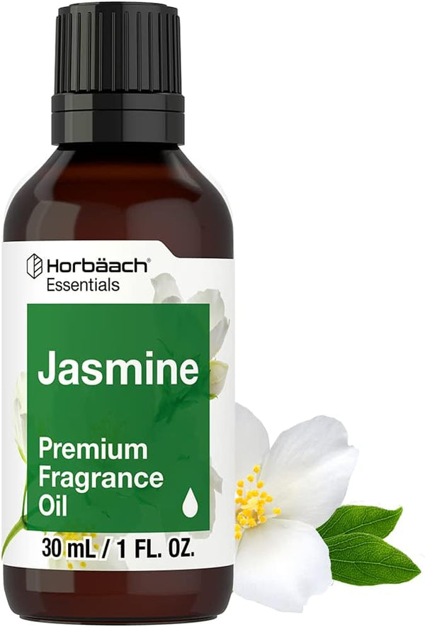 Horbaeach Jasmine Fragrance Oil, 1 fl oz (30ml), Premium Grade for Diffusers, Candle and Soap Making