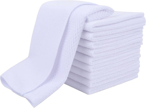 SINLAND Wholesale Microfiber Dish Cloth, 10 Pack 12 Inch x 12 Inch Kitchen Cleaning Cloths with Poly Scour Side