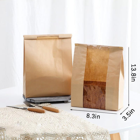 TUZIANAN 120 Packaging Giving,14" 8.3" 3.5",Clear 500 Pcs Paper Bread Bags for Homemade Bread with Tin Tie Tab