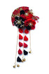 Women's Girls Japanese Kimono Flower Kanzashi Hair Ornament Tie Band Clip (Red/Black)
