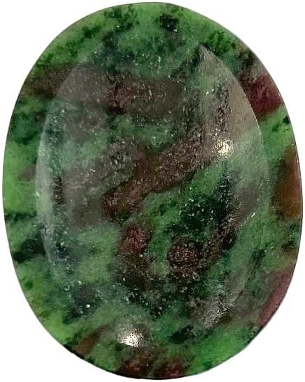 crystalmiracle Ruby in Zoisite 1.5 Inches Worry Stone, Handcrafted Crystal Healing Reiki Thumbstone Pocket Stone