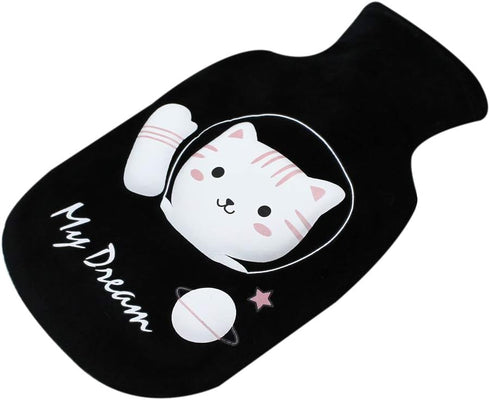 RARITYUS Cute Cat Rubber Hot Water Bottle with Plush Fleece Cover, Hand Feet Belly Warmer
